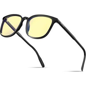 Unisex Black Eyewear Look Clear Frame Yellow Lens Anti Eyestrain Sunglasses